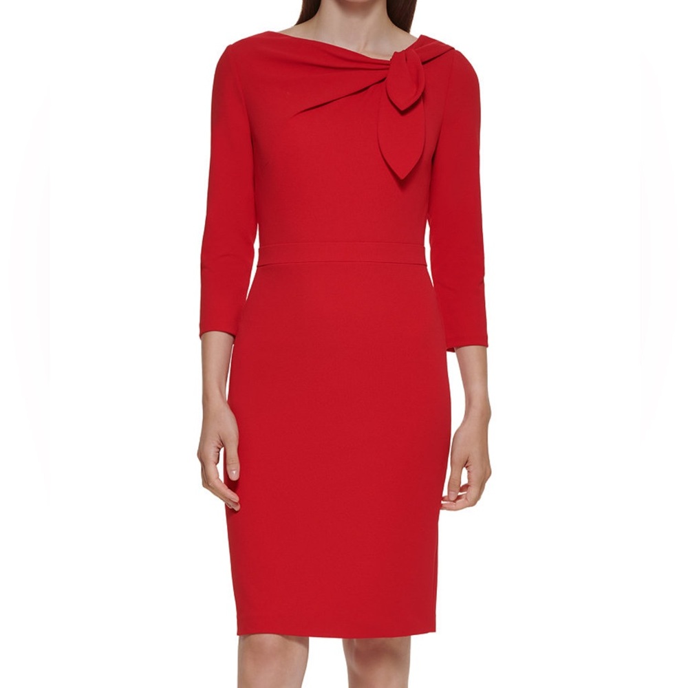 Calvin Klein Red Long Sleeve Dress